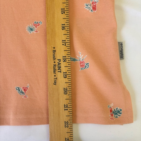 Columbia PFG South Sand Point Peach Print Polo Shirt Size Small Fish & Cocktails - Picture 13 of 13